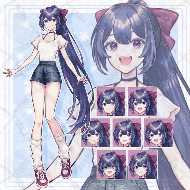 【表情7種】ポニーテールの女の子