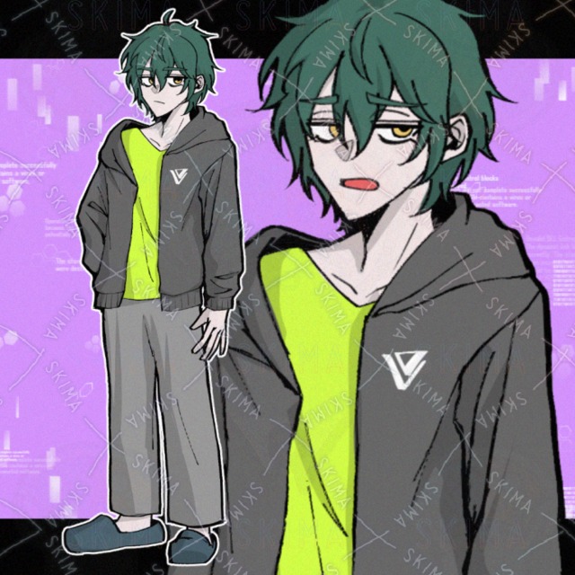 【表情5種】パーカー男子