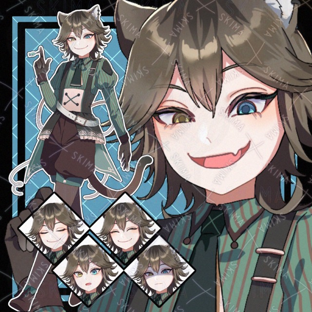 【️表情6種】無性別チェシャ猫🐱魚OFF可能