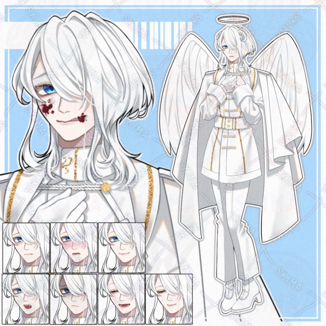 ★【立ち絵】白髪/男性キャラ【表情9種】