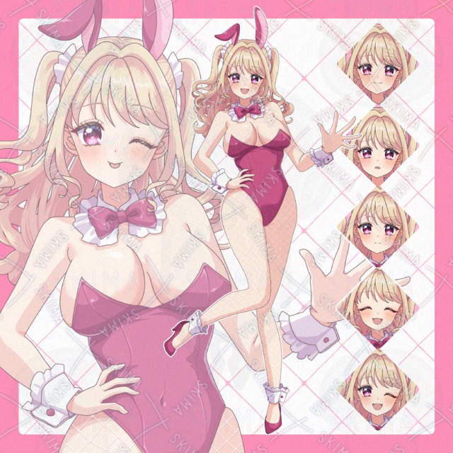 Image of Blonde Half-Japanese Bunny Girl with Half-Up Hair