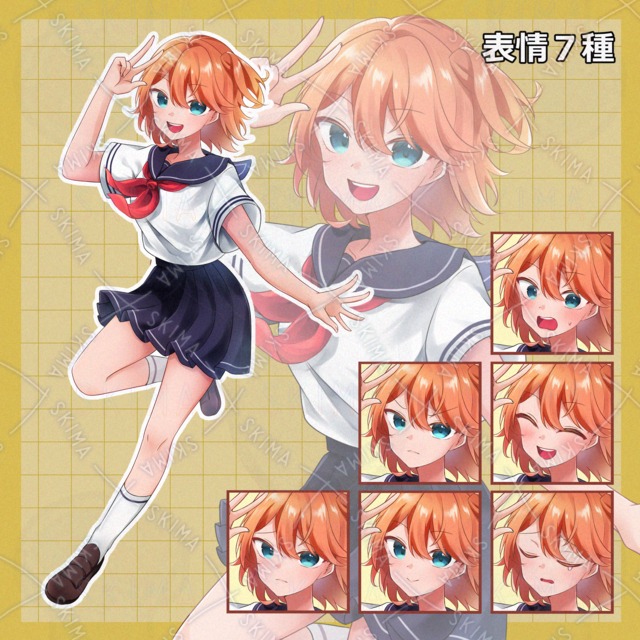 元気な女の子【表情７種】