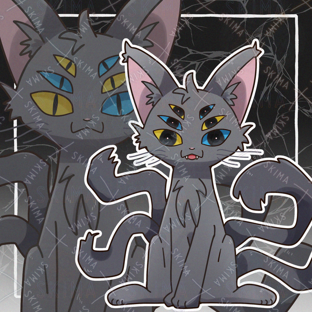 差分4点】猫＋コウモリのオリジナルキャラクター【ホラー、怪談