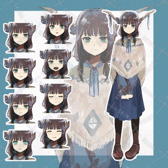 【差分8種】角の生えた女の子