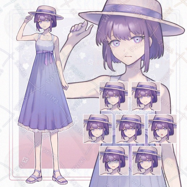 【表情7種】夏っぽい女の子