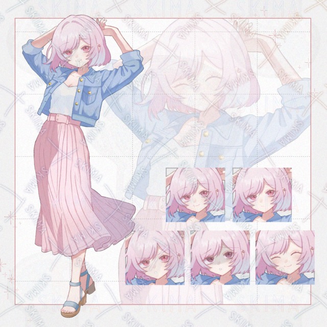 adopt2（私服姿の女の子／デニム&times;プリーツスカート）