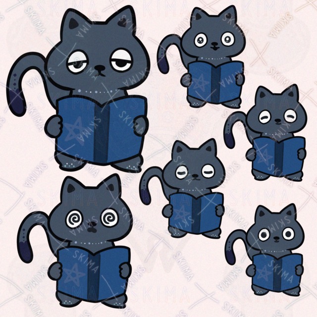 まほうをべんきょうするねこ（表情6種類）