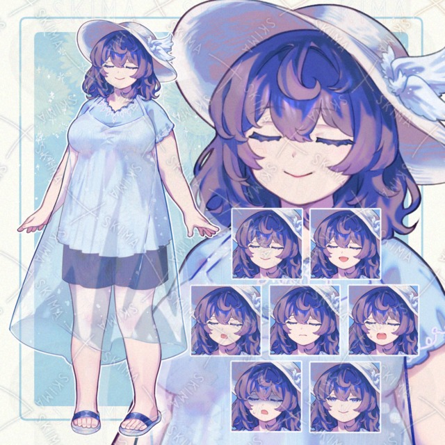 【表情7種】透けワンピースの女の子
