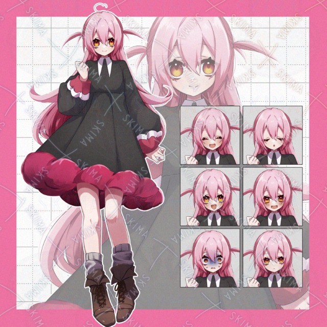 【表情6種】ピンク髪の女の子