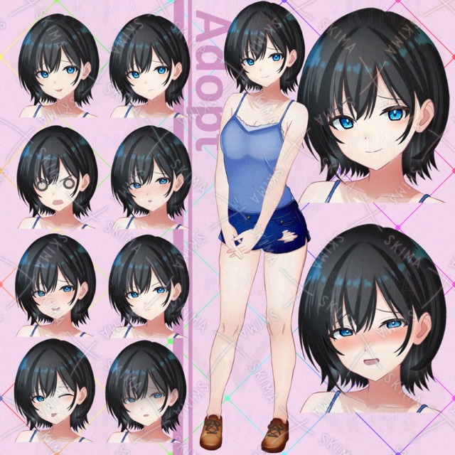 黒髪美少女・表情差分１０種【TRPG・自作ゲーム等々】