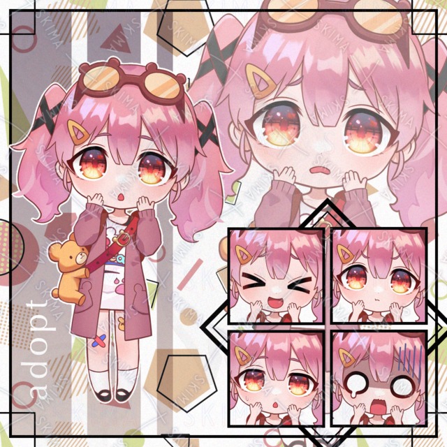 クマ好きの少女【表情差分8種+追加衣装】