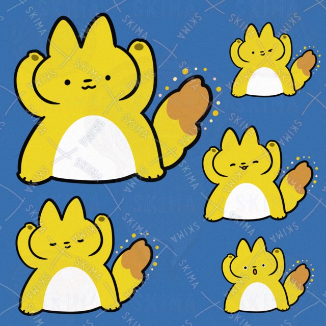 しっぽがはっこうするきつねのまもの（表情5種類）