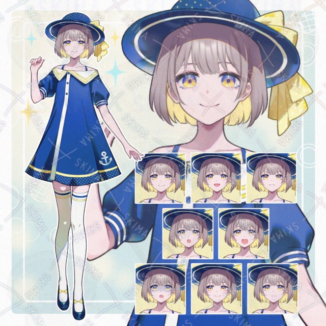【表情8種】マリンワンピの女の子