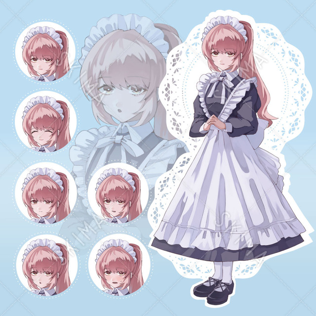 ピンク髪メイドさん【表情６種】