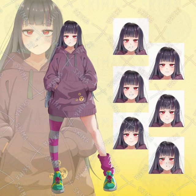パーカーの女の子（表情差分7種）