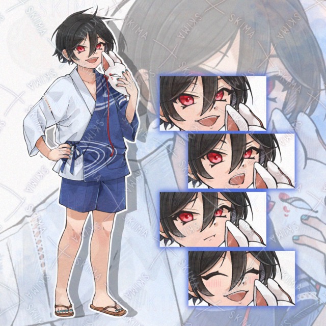 青い甚平の少年/表情全4種
