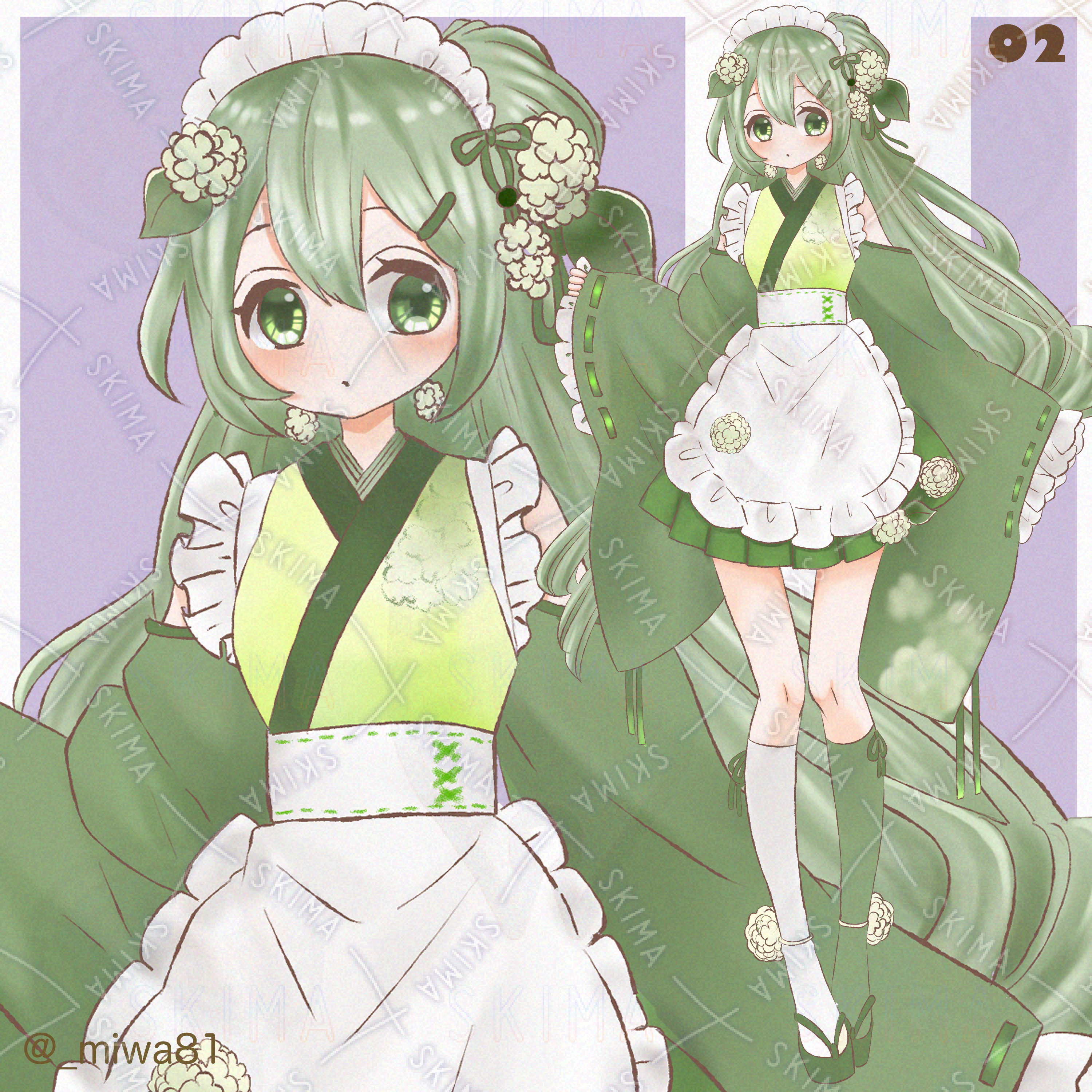 紫陽花の和風メイド | SKIMA（スキマ）