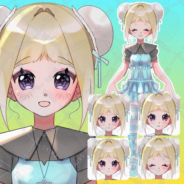 水色フリルのポップな女の子