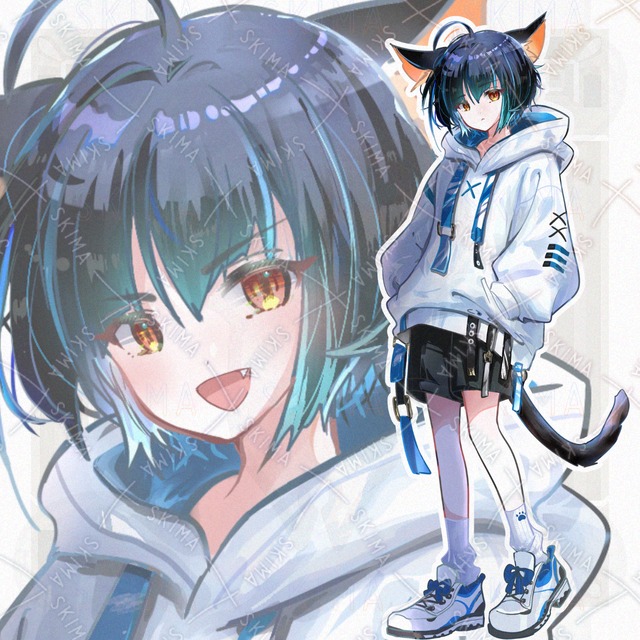 【表情10種】パーカー猫耳少年