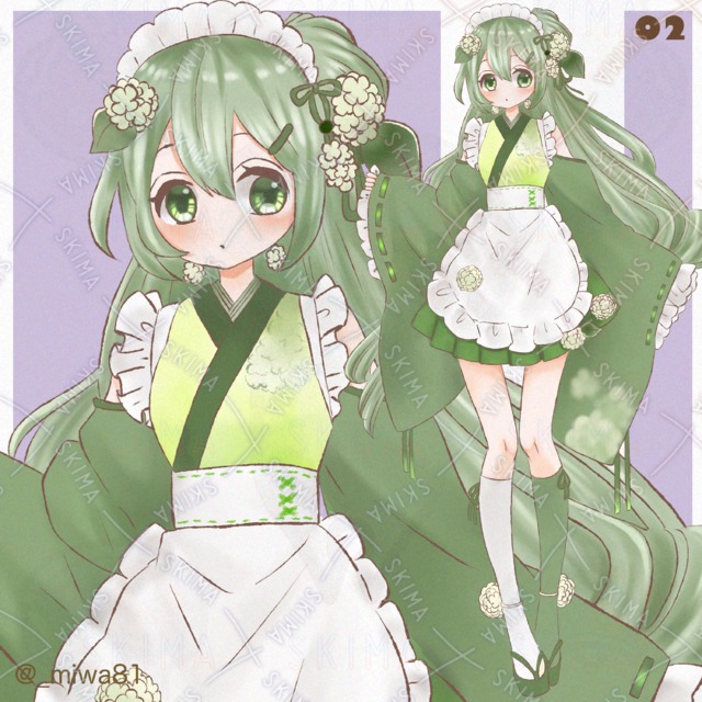 紫陽花の和風メイド