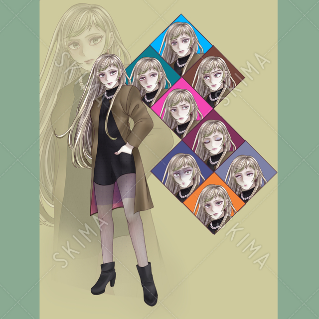 成人女性立ち絵表情差分8種