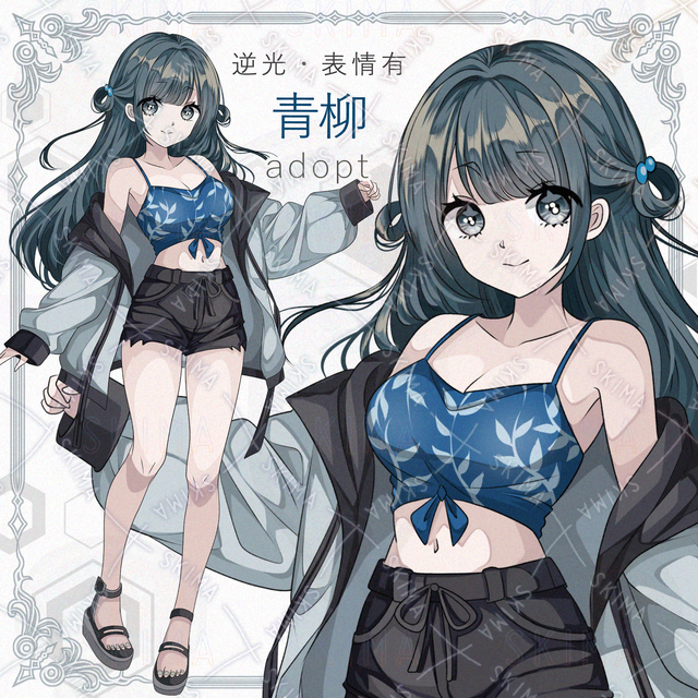 【逆光＆表情差分6種】葡萄モチーフのガーリー少女【透過PNG】