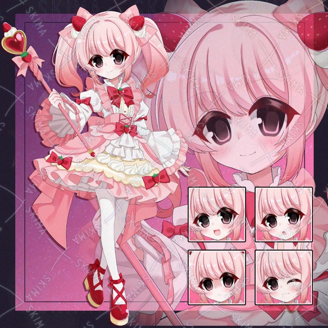 【表情差分8種】いちごケーキの魔法少女
