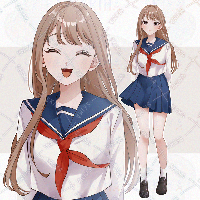 茶髪のセーラー服少女【立ち絵 表情5種類】