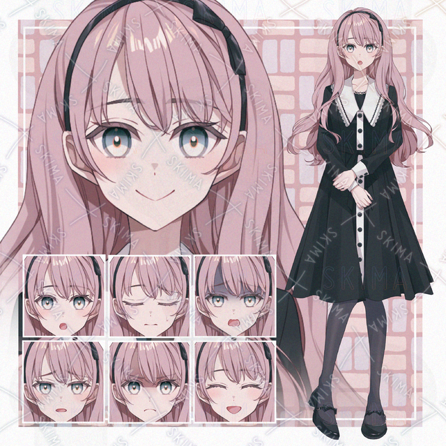 【表情７種】ピンク髪の女の子