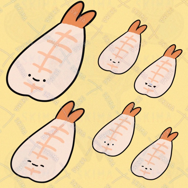 しゃりにのるよていのあまえび（表情6種類）