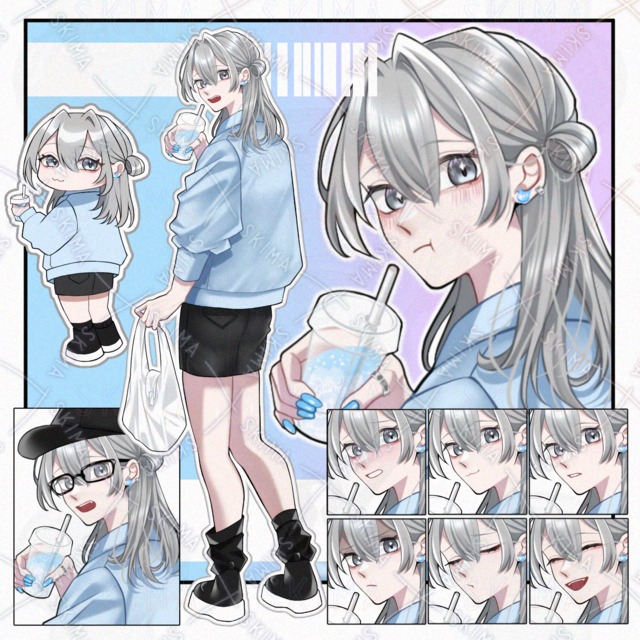 【立ち絵】+ﾐﾆｷｬﾗ/銀髪女の子【表情8種】