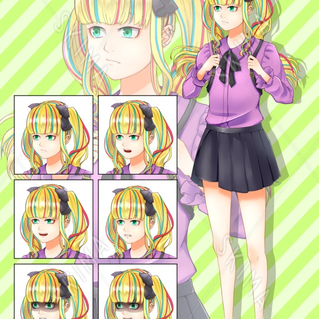 地雷系女子【全身立ち絵】【表情6種】