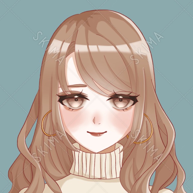 【SNSアイコン】ピアスをしたウェーブ髪の女の子