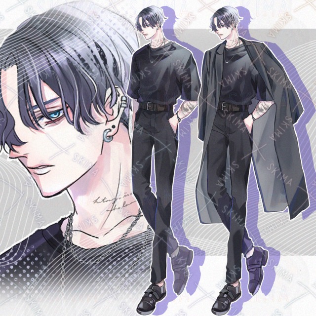 ダウナー系男性【表情9種＋コート】