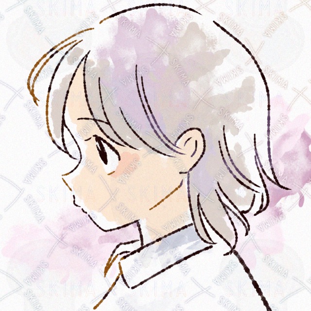 ショートカットの女の子_水彩