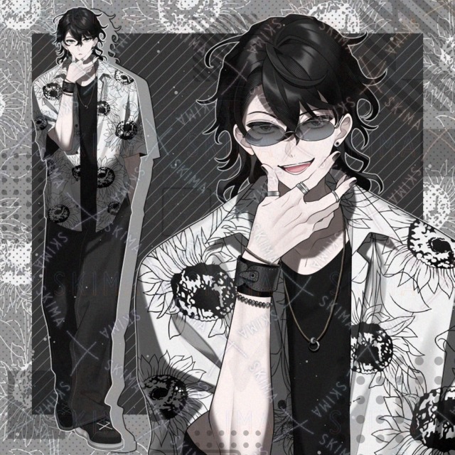 男性(表情5種＋眼鏡)