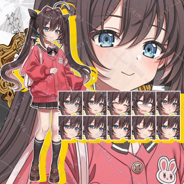 【表情10種】うさぎが大好きなツインテールちびっこ少女