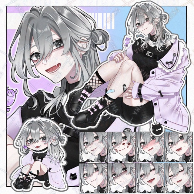 【立ち絵】+ﾐﾆｷｬﾗ/銀髪女の子ｷｬﾗ【表情9種】