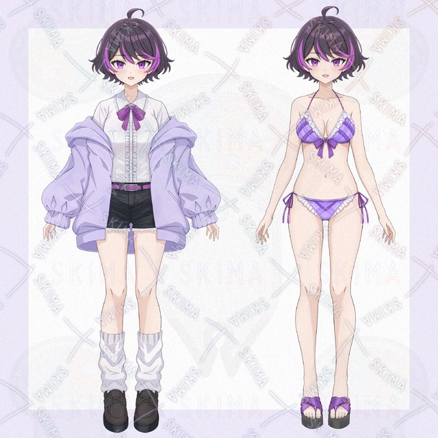 紫メッシュの女の子