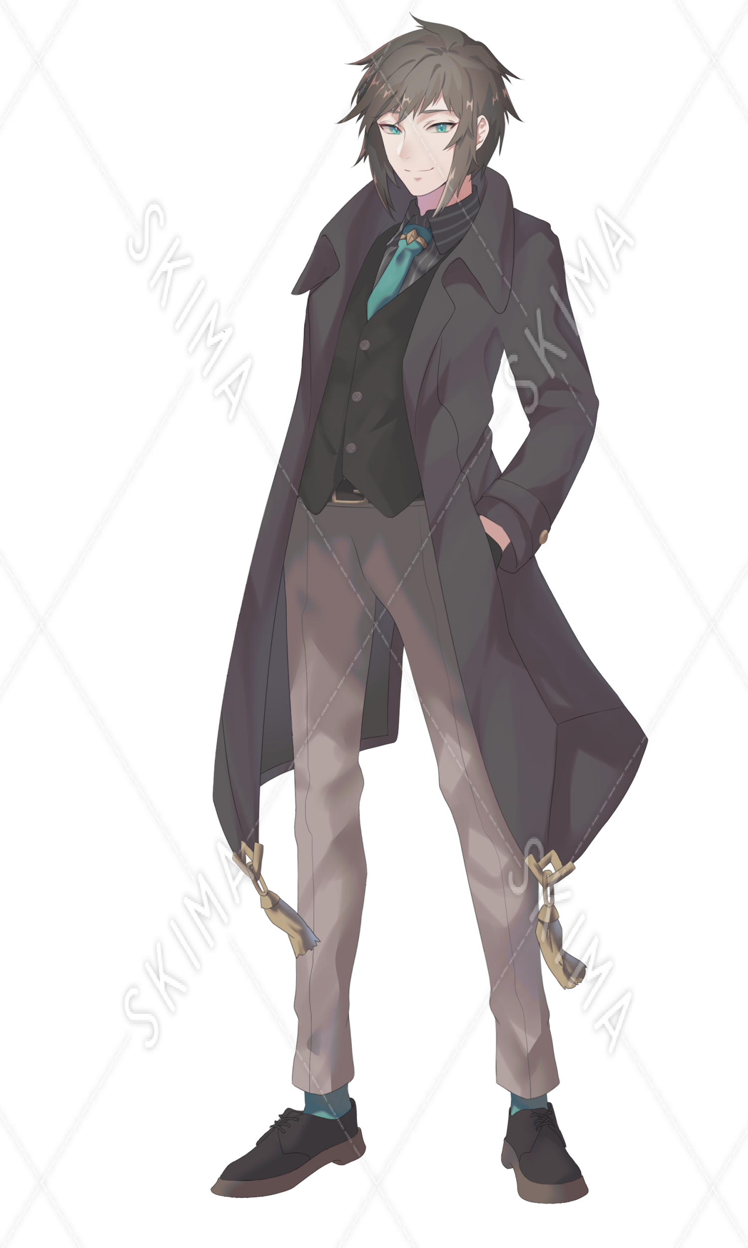 青緑 日本刀を持った男性 表情差分6種 刀 ポーズ差分各1種 スキマ スキルのオーダーメイドマーケット Skima