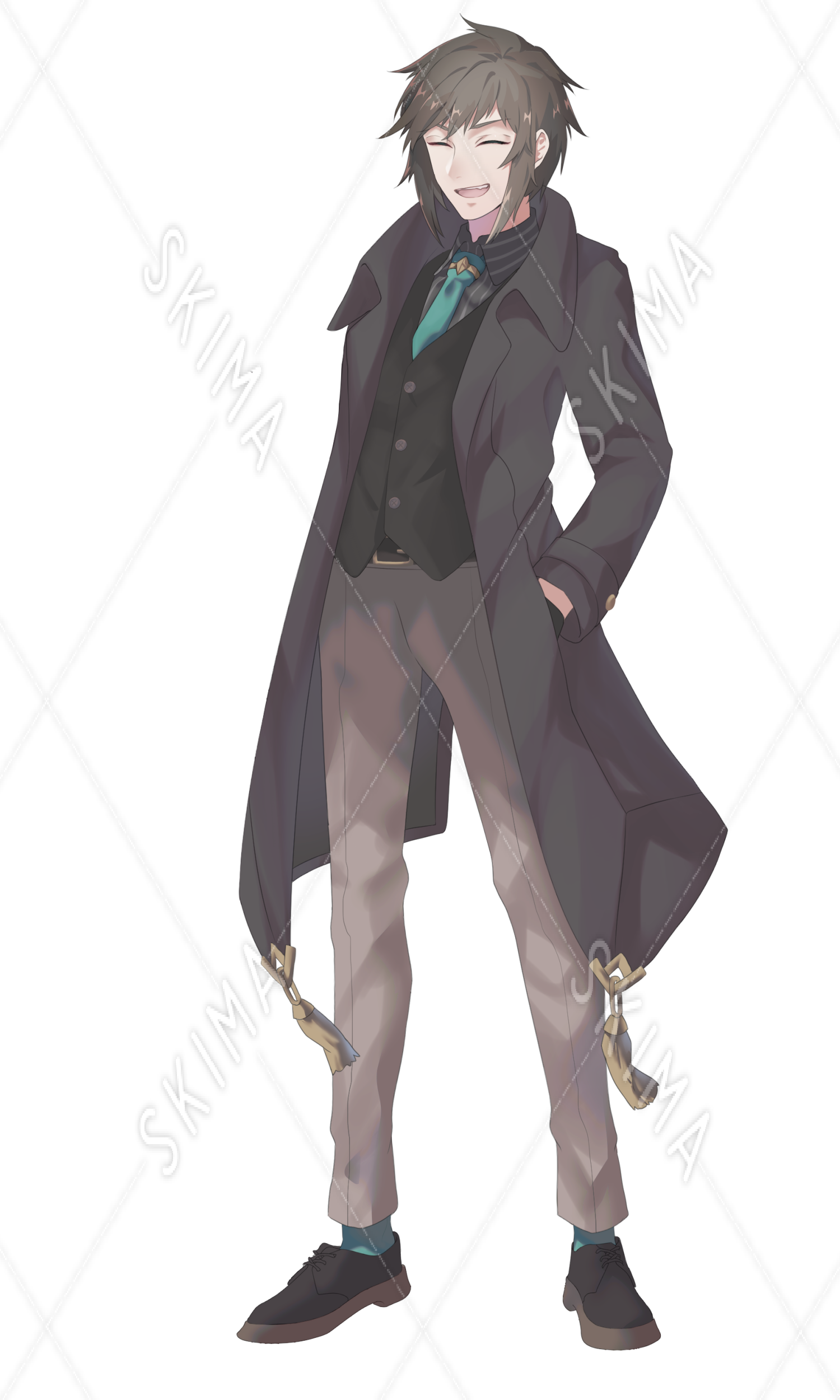 青緑 日本刀を持った男性 表情差分6種 刀 ポーズ差分各1種 スキマ スキルのオーダーメイドマーケット Skima