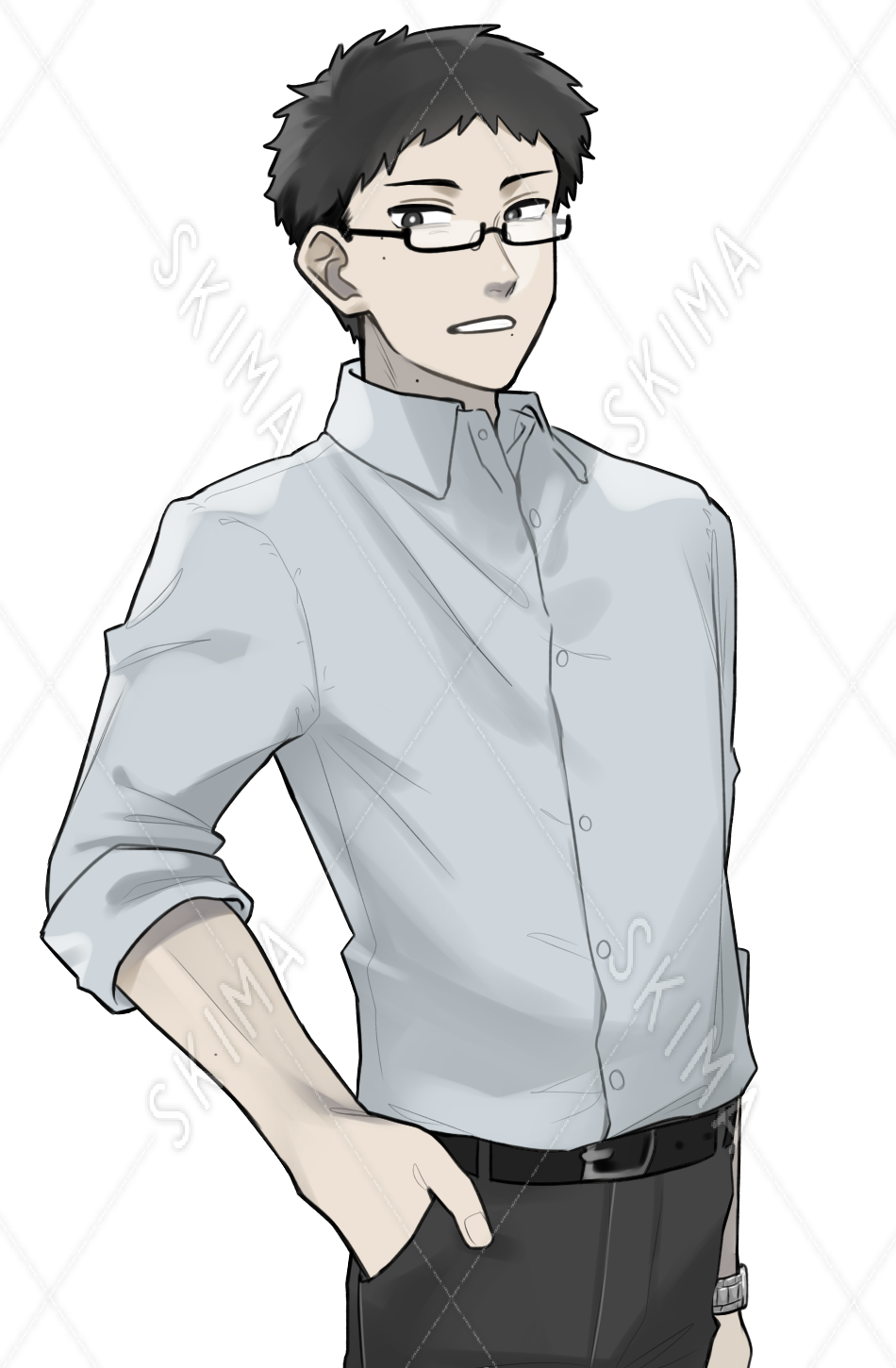 腿上シャツ男性立ち絵 表情差分5種 スキマ スキルのオーダーメイドマーケット Skima