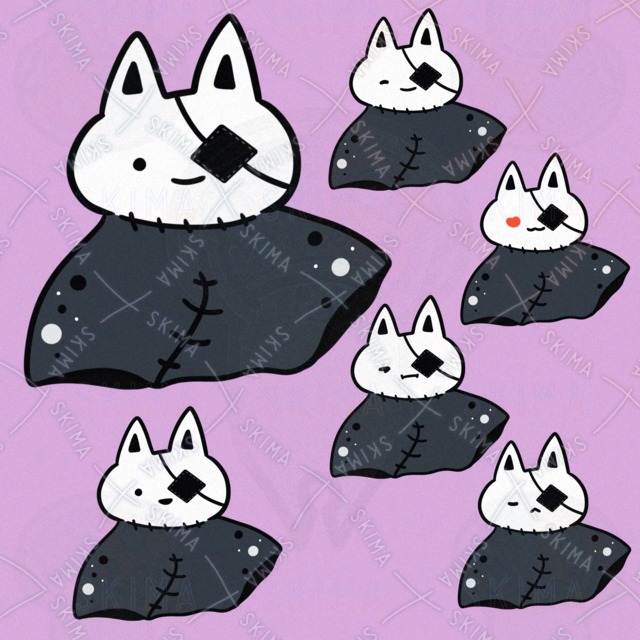 がんたいのねこおばけ（表情6種類）