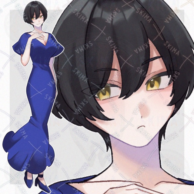 ドレスの女性【表情5種】
