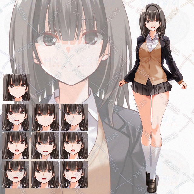 【表情10種】ブレザーミニスカ少女