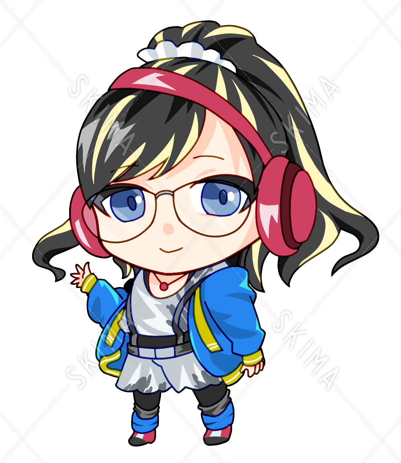 ポニーテール眼鏡 表情6種 デフォルメ スキマ スキルのオーダーメイドマーケット Skima