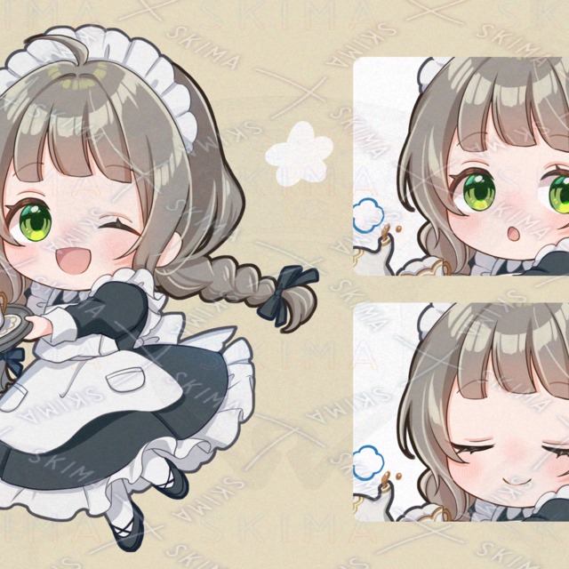 【表情3種】みつあみメイドさん【デフォルメ】