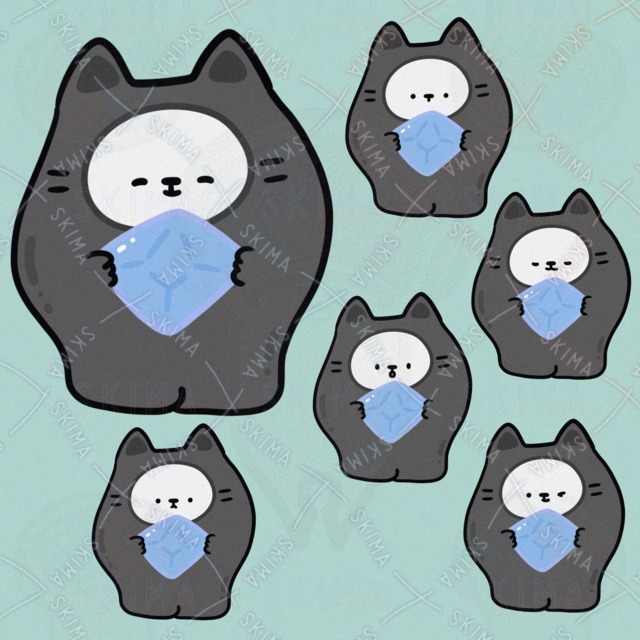 だいすをしょじするねこのおきもの（表情6種類）