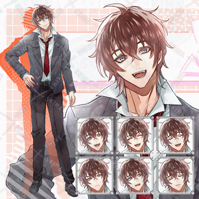 【adopt】男子高校生チャラ男 / TRPG・配信向け立ち絵 / 表情差分7種
