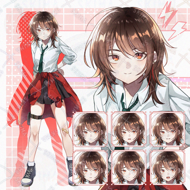 【adopt】不良少女/ TRPG・配信向け立ち絵 / 表情差分6種